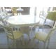 Dört Sandalyeli İlaveli Oval Beyaz Lake Mutfak Yemek Masası